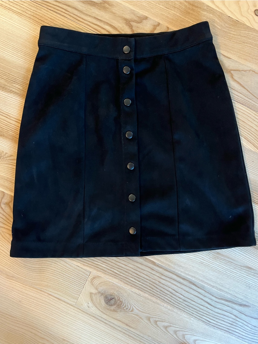 Tahari Black Button-Front Mini Skirt